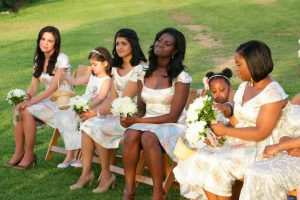 Eki bridesmaids, bridesmaids in Eki silk printed dresses , bridesmaids dresses